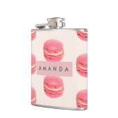 Gepersonaliseerde Pastel Chic Roze Macaron Patroon Heupfles (Links)