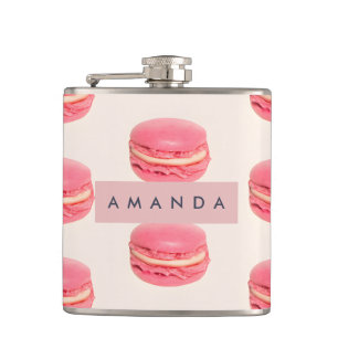 Gepersonaliseerde Pastel Chic Roze Macaron Patroon Heupfles