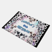 Gepersonaliseerde pastel Dalmatische puppy verjaar Deurmat (Schuin)