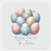 Gepersonaliseerde Pastel Easter Egg Square Sticker (Voorkant)