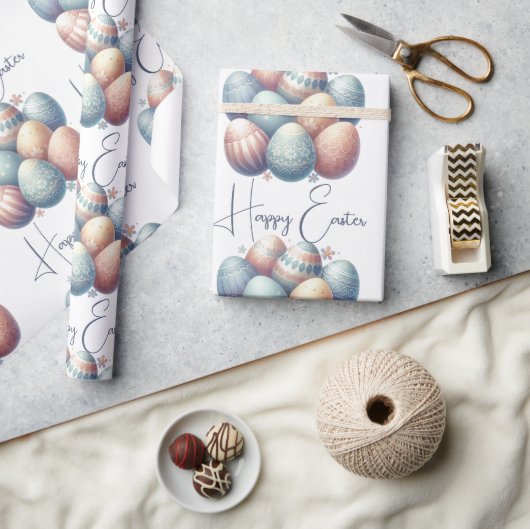 Gepersonaliseerde Pastel Easter Egg Wrapping Paper Cadeaupapier (Crafts)