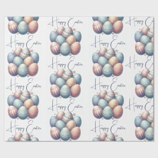 Gepersonaliseerde Pastel Easter Egg Wrapping Paper Cadeaupapier (Vlak)