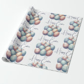Gepersonaliseerde Pastel Easter Egg Wrapping Paper Cadeaupapier (Uitgerold)