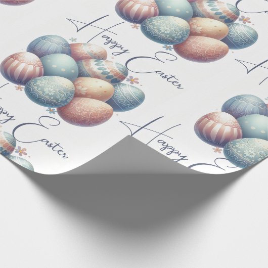 Gepersonaliseerde Pastel Easter Egg Wrapping Paper Cadeaupapier (Hoek)