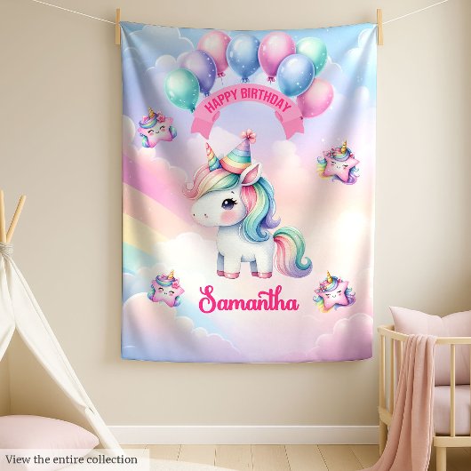 Gepersonaliseerde Pastel Eenhoorn Deken Meisjes Ve