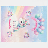 Gepersonaliseerde Pastel Eenhoorn Deken Meisjes Ve (Voorkant (Horizontaal))