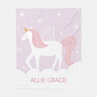 Gepersonaliseerde pastel eenhoorn fleece deken