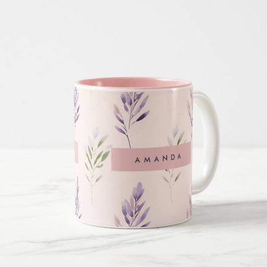 Gepersonaliseerde Pastel Elegante Lavendel Pastel Tweekleurige Koffiemok (Voorkant rechts)
