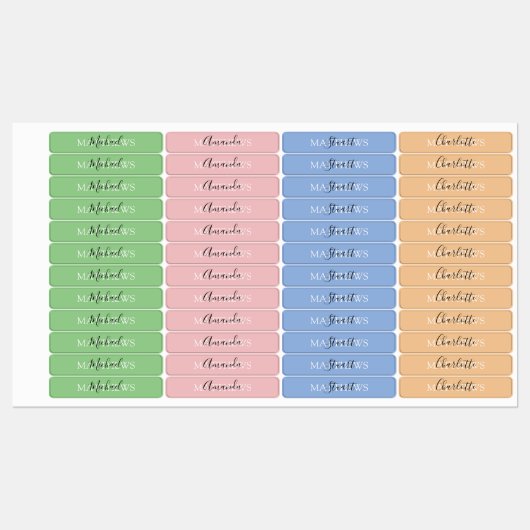 Gepersonaliseerde pastel gekleurde Kinder terug na Labels (Vel)