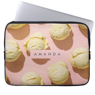 Gepersonaliseerde Pastel Gele Citroen Crème Bliss Laptop Sleeve