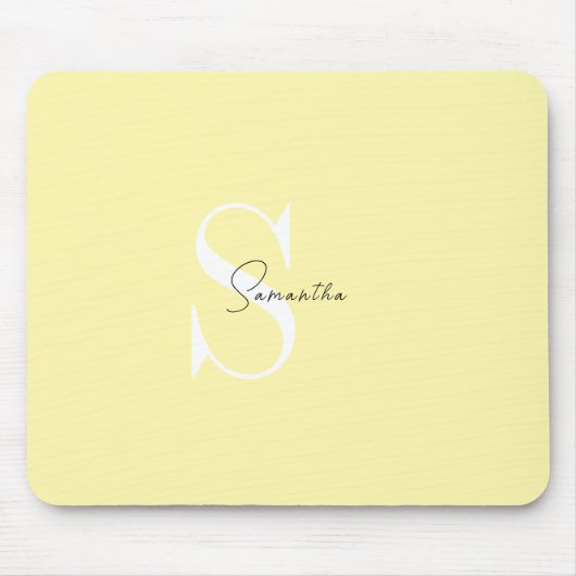 Gepersonaliseerde Pastel Gele Muismat met Initiale (Voorkant)
