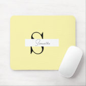 Gepersonaliseerde Pastel Gele Muismat met Initiale (Met muis)