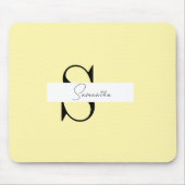 Gepersonaliseerde Pastel Gele Muismat met Initiale (Voorkant)