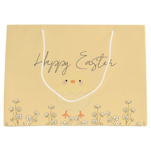 Gepersonaliseerde Pastel Gele Paas Gift Bag Groot Cadeauzakje (Voorkant)