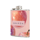 Gepersonaliseerde Pastel Glitter Perzik Stijl Heupfles (Links)