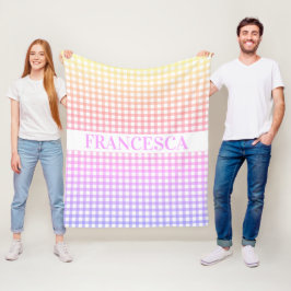 Gepersonaliseerde Pastel Gradient Gingham Deken Ro