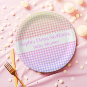 Gepersonaliseerde Pastel Gradient Gingham Party Papieren Bordje