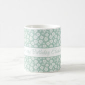 Gepersonaliseerde Pastel Green Mint Witte Boho Blo Koffiemok (Center)