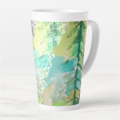 Gepersonaliseerde Pastel Groene Abstracte Boom Wat Latte Mok (Rechterhoek)