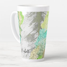 Gepersonaliseerde Pastel Groene Abstracte Boom Wat Latte Mok