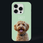 Gepersonaliseerde Pastel Groene Hond Foto iPhone 15 Pro Case<br><div class="desc">Voeg een vleugje persoonlijke charme toe aan uw telefoon met onze gepersonaliseerde pastelgroene telefoonhoes met uw favoriete hondenfoto! Dit leuke en aangepaste ontwerp is ideaal voor hondenliefhebbers die hun harige vriend te allen tijde dichtbij willen houden. Gemaakt met hoogwaardige materialen, deze telefoonhoes biedt zowel stijl als bescherming voor uw apparaat....</div>