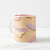 Gepersonaliseerde Pastel Halloween Cookie Ghost Ba Tweekleurige Koffiemok (Voorkant links)