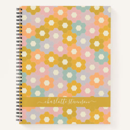 Gepersonaliseerde pastel Honingraat Bloemen Patroo Notitieboek