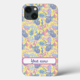 Gepersonaliseerde Pastel Kleur Vogels en bloemen Case-Mate iPhone Case