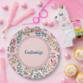 Gepersonaliseerde pastel laat roze papieren bordje (Feest)