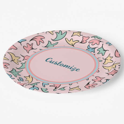 Gepersonaliseerde pastel laat roze papieren bordje (Gekanteld)