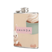 Gepersonaliseerde pastel macarons & amandelpatroon heupfles (Links)