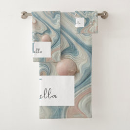 Gepersonaliseerde pastel marmeren badkamer handdoe bad handdoek