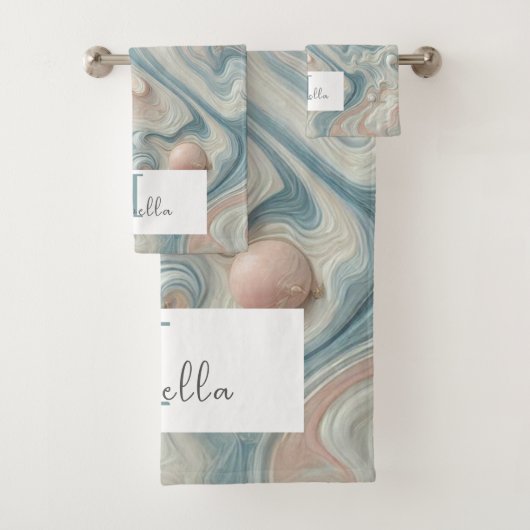 Gepersonaliseerde pastel marmeren badkamer handdoe bad handdoek (Insitu)