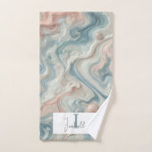 Gepersonaliseerde pastel marmeren badkamer handdoe bad handdoek (Handdoek)