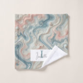 Gepersonaliseerde pastel marmeren badkamer handdoe bad handdoek (Wasdoekje)