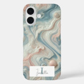 Gepersonaliseerde pastel marmeren iPhone hoes (Achterkant)