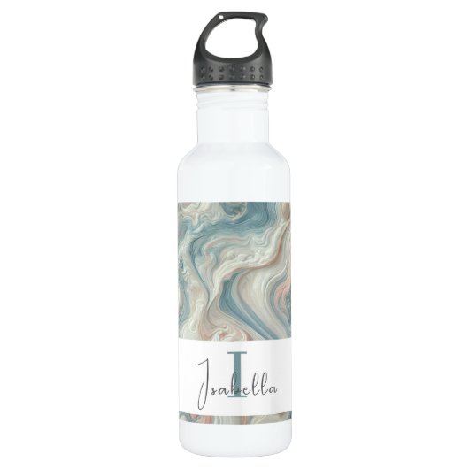 Gepersonaliseerde pastel marmeren waterfles waterfles  (Voorkant)
