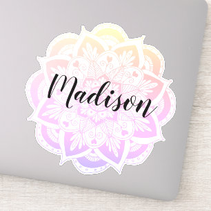 Gepersonaliseerde Pastel Ombre Bloem Mandala Stick Sticker