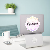 Gepersonaliseerde Pastel Ombre Bloem Mandala Stick Sticker (Laptop op bureau)