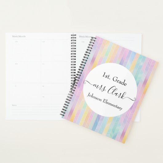 Gepersonaliseerde pastel penseelstreken leraar les planner (Display)