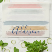 Gepersonaliseerde pastel penseelstreken  theedoek (Gevouwen)