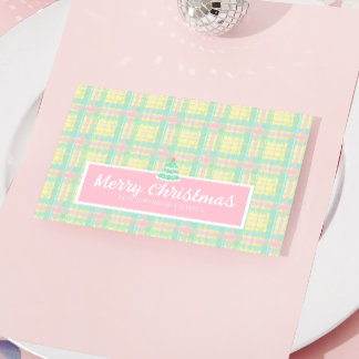Gepersonaliseerde Pastel Plaid Kerstmis Feestdagen Kaart