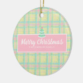 Gepersonaliseerde Pastel Plaid Kerstmis Keramisch Ornament (Links)