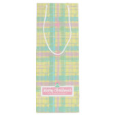 Gepersonaliseerde Pastel Plaid Kerstmis Wijn Cadeautas (Achterkant)