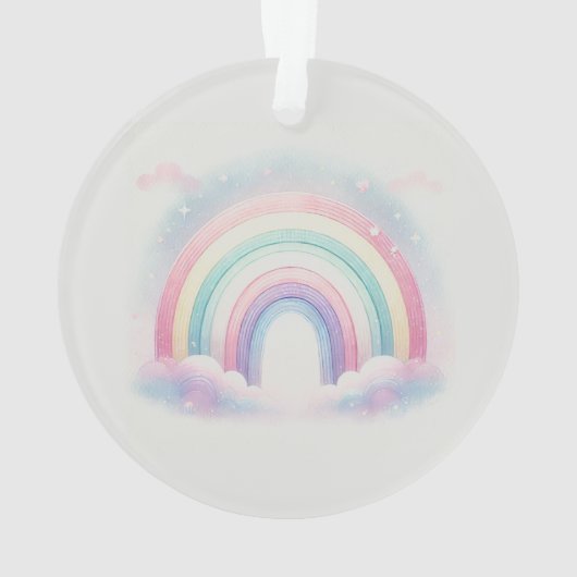 Gepersonaliseerde Pastel Rainbow Acryl Ornament (achterkant)