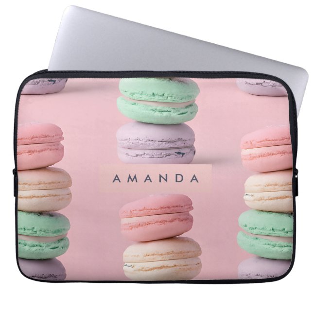 Gepersonaliseerde Pastel Rainbow Macaron Delight Laptop Sleeve (Voorkant)