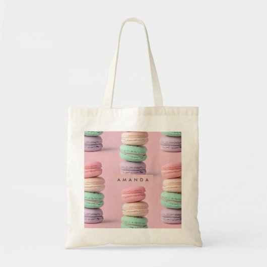 Gepersonaliseerde Pastel Rainbow Macaron Delight Tote Bag (Voorkant)
