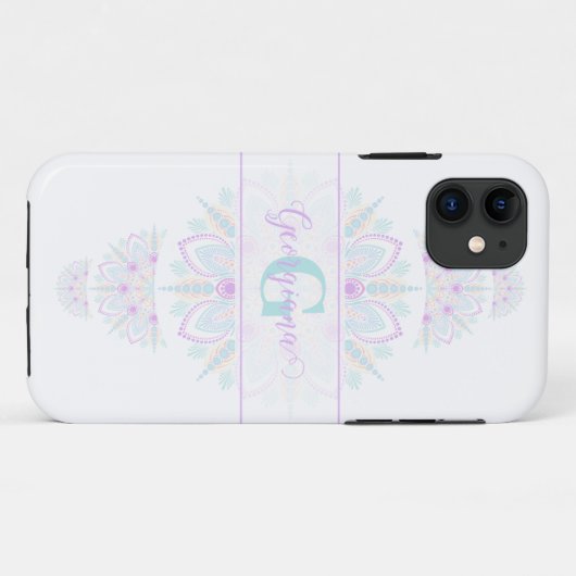 Gepersonaliseerde Pastel Rainbow Sierstip Mandala Case-Mate iPhone Case (Achterkant (horizontaal))