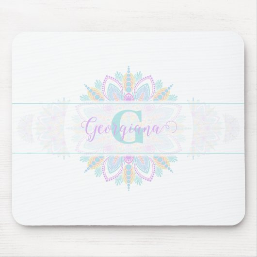 Gepersonaliseerde Pastel Rainbow Sierstip Mandala Muismat (Voorkant)
