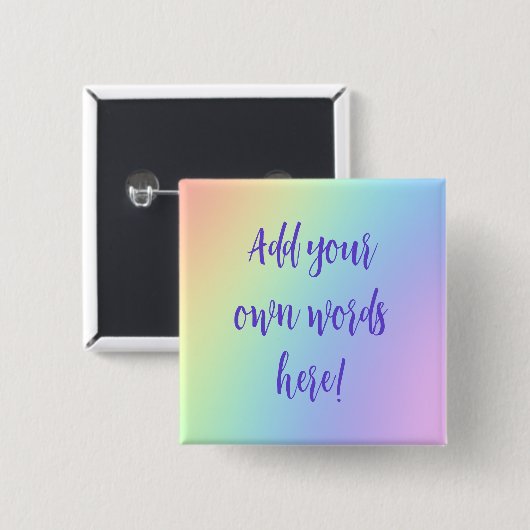 Gepersonaliseerde Pastel Rainbow Square Button (Voorkant /achterkant)